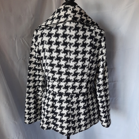 Wool Blend Oversized Houndstooth Coat Jacket Size Med Black White Rue 21 - Picture 9 of 16